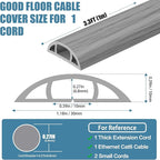 Floor Cord Covers for Wires 3.3FT Cable Hider Wire Cover Self Adhesive Cord Hider Floor for Offices, Homes, Workshops, Warehouses Cable Cavity 0.39" W x 0.27" H