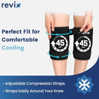 REVIX 2 Packs Knee Ice Pack Wrap, 45-Minute Long-Lasting Ice Pack for Knees with Ice Grid Gel Design, Reusable Gel Ice Wrap with Cold Compress Therapy for Thighs, Elbows, Calves & Legs (12" × 9.5")