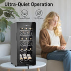 Tylza 18 Bottles Wine Fridge, Wine Cellar with Powerful Compressor, LED Touchscreen, Low-E Tempered Glass Door, Lock, Wine Cooler Refrigerator for Red, White, Champagne or Sparkling Wine, Black