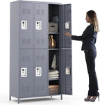 6 Door Locker with Lock, Metal Storage Locker Cabinet with for Employees Organizer, Office, School, Gym, Home, Require Assembly (Grey)