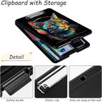 Clipboard with Storage, High Capacity Plastic Storage Clipboard with Low Profile Clip for Women Teachers Work, School & Office Supplies, Cute Pattern Decorative Clipboards, Headset Cat