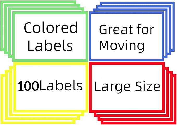 6" x 4" Large Moving Labels for Boxes, Packing Supplies for Moving Color Coded Blank Labels Stickers for Home Organization Projects, Kitchen, Storage Bins, Permanent Adhesive
