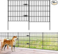 Metal Garden Fence 28in (H) x 23.3ft (L), 1 Gate + 9 Panels Dog Fence Border Fences Animal Barrier, No Dig Garden Fencing for Yard Flower Bed Lawn Patio Outdoor, PIN282810G Black