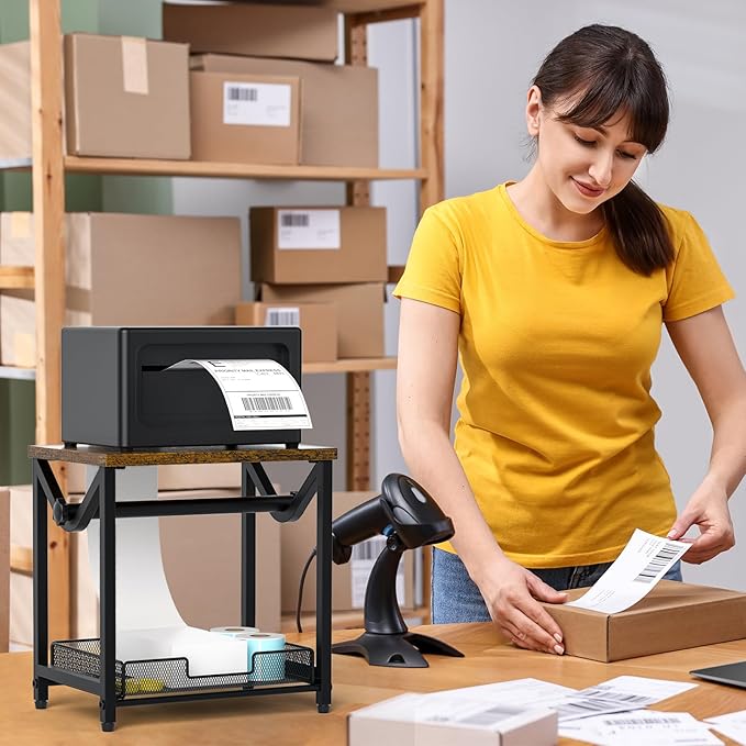 ikkle Label Holder for Rolls and Fanfold Labels, Wooden Thermal Label Holder for Desktop Label Printer, Shipping Label Holder for Thermal Printer Accessory, Ideal for Home, Office, Small Businesses