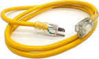 6 ft Short Outdoor Extension Cord Waterproof - 12 Gauge Heavy Duty Extension Cord 6 ft - Lighted Outdoor Extension Cords - Watts Wire - 6' Grounded