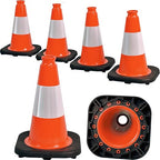 6 Pack 12" Inch Orange PVC Traffic Cones with Heavy-Duty Base, High-Visibility All-Weather Safety Cones for Road Construction, Parking Lot, and Garage Use (6, Orange, 12" Small)