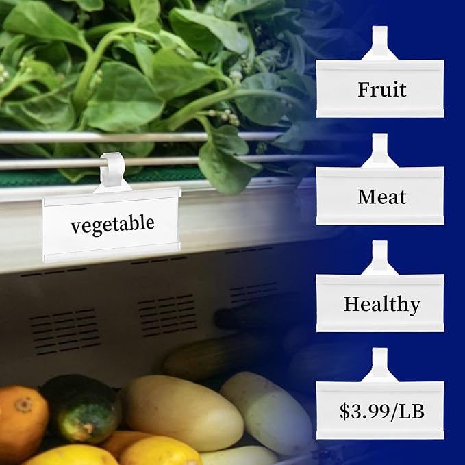 200 Pcs Plastic Wire Shelf Label Holders with 200 Blank Cards - Reusable Snap Lock Price Tag Holders for Supermarket, Retail Store, Pantry Organization - Tight Grip for Wire Shelving (3" x 1.34")