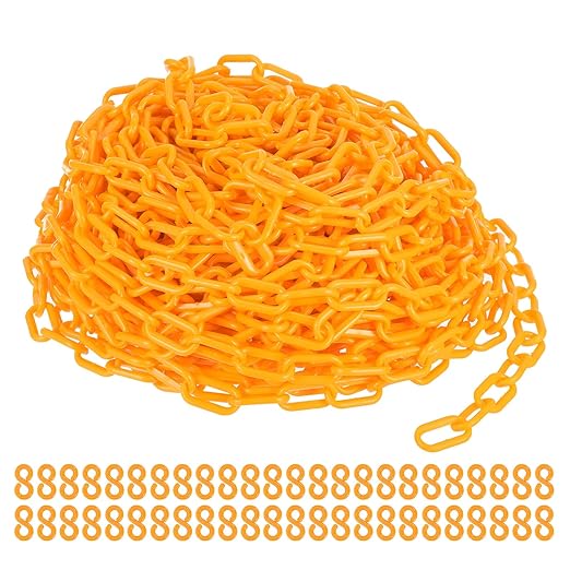 PATIKIL Plastic Chain Links, 100 Foot Safety Barrier Chain Yellow for Crowd Control, Queue Line, Parking, Fence, Gate, Concert, Construction Site and Decoration