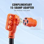 VEVOR 50 Amp RV Extension Cord, 15 ft, Heavy Duty STW 6/3+8/1 AWG RV Power Cord, NEMA 14-50R Female NEMA 14-50P Male Plug, for RVs, Generators, Campers, ETL Listed