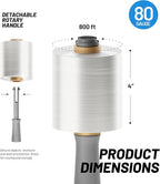 X-Wrap 6-Pack x 80 Gauge x 4”inch x 800ft, Mini Clear Stretch Wrap Film with Handle, Self-Adhering for Pallets, Moving Supplies, Furniture, Plastic Wrap for Packing, Heavy Duty Stretch Film