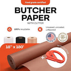 Peach Butcher Paper 18" x 2160" (180 feet) with Cutter - USA-Made Natural Butcher Paper Roll for Meat & Fish - Uncoated, Unwaxed & Food-Grade Material for Smoking, Grilling & Barbecue by IDL Packaging