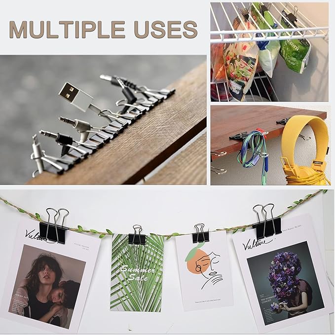24pcs Binder Clips, 2 Inch Metal Paper Clips, Stationary Foldback Clips for School, Home Supplies, 12 per Box, 2 Boxes