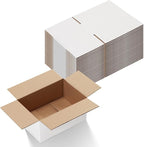 Calenzana 9x6x4 Shipping Boxes Set of 25, White Corrugated Cardboard Box for Packing Mailing Small Business