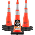 Xpose Safety 36 Inch Orange Slim Line Traffic Cones Heavy Duty 12lb with 6" & 4" Collars, 8 Pack Multipurpose PVC Plastic Safety Cone for Parking, Soccer, Caution, Kids & Construction - DOT Approved