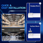 hykolity 2 Pack 4FT Linkable LED Shop Light for Garage, 6500lm, 4FT 60W Utility Light Fixture, 5000K Daylight LED Workbench Light with Plug, Hanging or Surface Mount, White - ETL