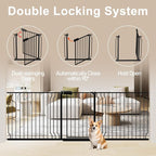 WAOWAO Baby Gate 52.76-62.2" Extra Wide Pressure Mounted Walk Through Swing Auto Close Safety Black Metal Toddler Kids Child Dog Pet Puppy for Stairs,Doorways,Kitchen