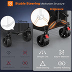 48" L Folding Beach Wagon Cart Foldable, 560lbs Weight Capacity 300L Heavy Duty Collapsible Wagons with Big All-Terrain Wheels, Utility Carts for Groceries, Shopping, Camping, Sports - Black