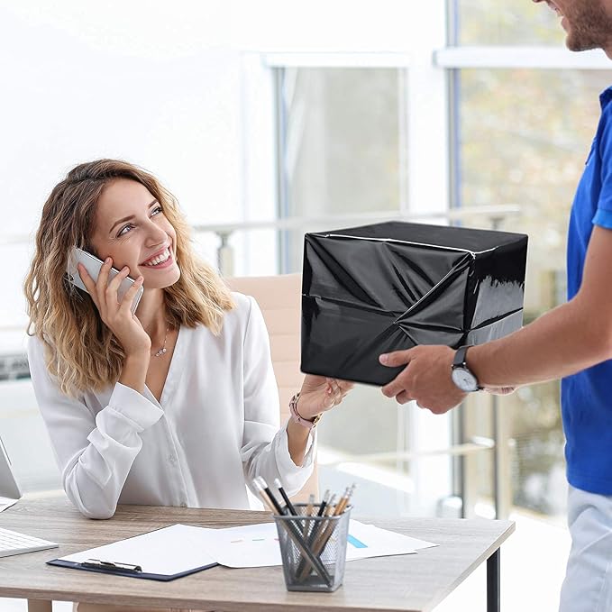 Fuxury Large Poly Mailers 14.5x19'' 100Pc, Waterproof Shipping Bags for Clothing, Strong Adhesive Mailers Poly Bags for Small Business Suppliers, Durable Shipping Envelopes Mailing Bags Black