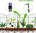 28 Pack Decorative Garden Fence Outdoor 24in (H) x 30ft (L) Coated Metal RustProof Landscape Wrought Iron Wire Border Folding Patio Fences Flower Bed Fencing Animal Barrier Section Panels Decor