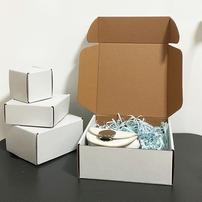 8x8x3 inch Shipping Boxes, White Corrugated Cardboard Box Literature Mailing Shipping Packaging Recyclable Storage Boxes and Craft Gifts Giving Products Business White Box Set of 25 (8''x8''x3'')