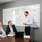 MaxGear Glass White Board 96"x48", Magnetic Glass Dry Erase Board for Wall, Large Frameless Whiteboard with 1 Eraser,3 Markers and 6 Magnets for Office, School, Home