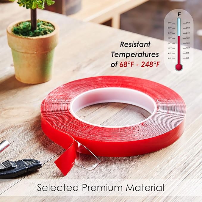Jackwood 33 Feet Acrylic Double Sided Heavy Duty Mounting Tape (Pack of 3) Weatherproof for Outdoor & Indoor, Holds Heavy Stuff in Cold & Hot Condition, Removable & Residue-Free (1/4 inch)