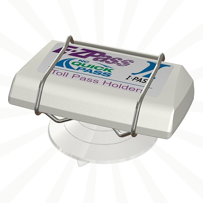 Indestructible Toll Pass Holder with Largest Suction Cup for EZ-Pass, I Pass, FasTrak, SunPass & SunPass Pro, Uni, NC QuickPass, EPass Xtra, 91 Express Lanes & More - Made in USA