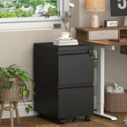 2 Drawer File Cabinet with Lock,29" H Small Filing Cabinet for Under Desk,Metal Filing cabinets for Home Office Organizer Letters/Legal/A4(Assembly Required,Black)