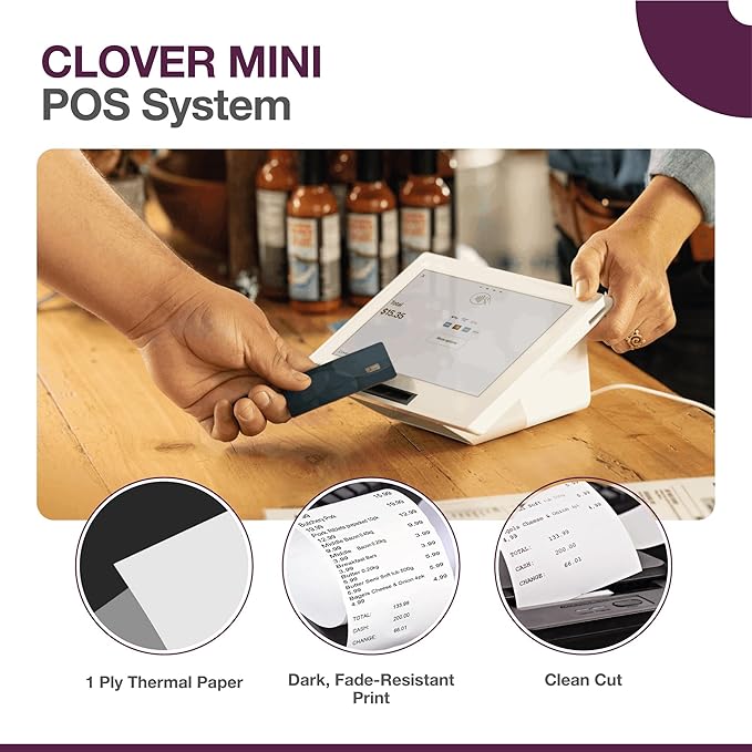 Receipt Paper for Clover Mini and Clover Mobile Thermal Printer - Receipt Paper Rolls Compatible with Clover Mini POS models C200, C300, C301, C302, C305 (30 Rolls)