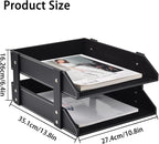 Leather Desk Organizer,2-Tier Stackable Letter Tray Holder,Office Supplies Desktop Storage Box for Document,Stationery,Magazines,Newspapers,Letters and Other Home Office Paper Sundries,Black
