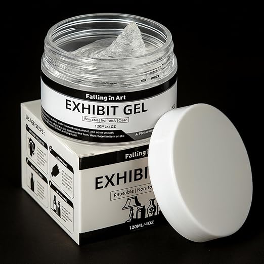Falling in Art Exhibit Gel for Museum Exhibits, Removable Clear Exhibit Gel, Antiques, Ceramic and Figures, 4 Oz
