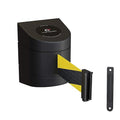 Crowd Control Warehouse - CCW Series WMB-220 Fixed Wall Mount Retractable Belt Barrier - 15 Foot, Black and Yellow Diagonal Belt with Black ABS Case