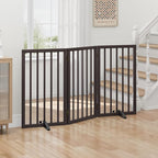 Dog Gates for Doorways, Tall Dog Gate Indoor, Foldable Pet Gates for Doorways Bedroom, Freestanding Puppy Gate with Metal Support Feet, Room Divider,3 Panels (Brown)