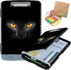 Clipboard with Storage,Heavy Duty Plastic Storage Clipboard with Low Profile Clip,Teacher Must Haves,Office Supplies,Black Cat Eyes