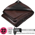 PROTARP Extreme Heavy Duty 22 Mil Tarp Cover, Waterproof, UV Resistant, Rip and Tear Proof, Poly Tarpaulin with Reinforced Edges for Roof, Camping, Patio, Pool, Boat. (Brown/Black 20′ X 20′)