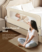 HOMEAL Toddler Bed Rails - 59"x24" Extra Long Bed Rail for Toddlers with U-Shape Base, Baby Bed Safety Guard for Twin, Full, Queen, King Mattress Bed, Beige, 1 Pack