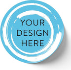 100 Custom Vinyl Stickers - Upload Your own Image, Text, Design, Logo - Personalized Logo Labels for Handmade, Packaging, Bottle, Jars, Candle, Brand Stickers (Blue Swirls, 6x6)