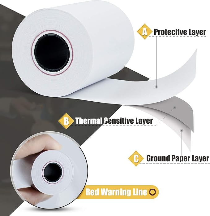 Azure Zone, Thermal Paper Rolls 2-1/4 X 50ft, 100 Rolls, Fits Most POS Machines and Cash Registers, Great for Businesses and Sales