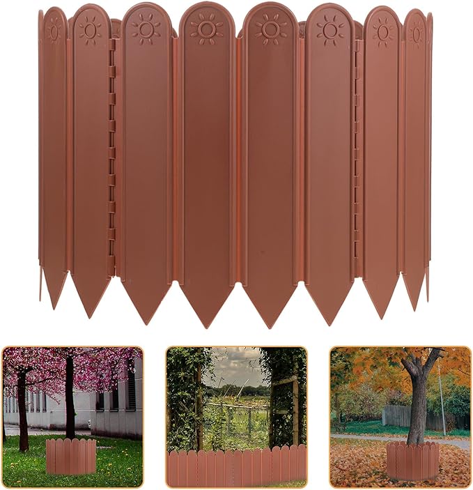 Plastic Garden Lawn Fence Panel High Long Deep Brown Landscape Edging Border for Balcony Temporary Landscaping Reusable Ornamental Protective Barrier for Flower Beds Driveways