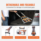 VEVOR Folding Hand Truck and Dolly, 275 Lbs Capacity, Aluminum Foldable Cart, Heavy-Duty Luggage Trolley Cart with Telescoping Handle and PP+TPR Wheels for Home, Office, Shopping, Travel