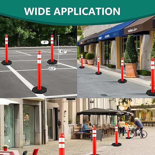 6PACK BESEA Traffic Delineators Cone 42”High Orange Traffic Safety Delineator Cones with Heavy Duty Rubber Base for Construction Site, Road Parking, People Control in Public(6PACK)