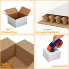 5x5x3 Shipping Boxes Set of 30, White Corrugated Cardboard Box for Mailing Business Packaging