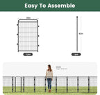 Decorative Garden Fence 40in(H) x52in(L),Thicken 2 Panels Metal No Dig Outdoor Dog Fence for Yard,Heavy Duty Animal Barrier for Dog and Rabbit, Garden Border Fence, Black