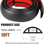 MYFAMIREA 10FT Floor Cord Cover for Wire Self Adhesive Cable Cavity Management PVC Extension Cord Hider Power Floor Wire Protector Cover Prevent Cable Trip for Office Home Outdoor (Black, 1.97'')
