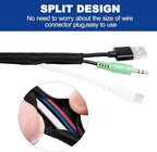 Split-Sleeve Wire Loom for High-Temperature Automotive Harness and Home Cable Management, 25ft - 1.5 inch Braided Cable Management Sleeve Cord Protector, Self-Wrapping Split Wire Loom