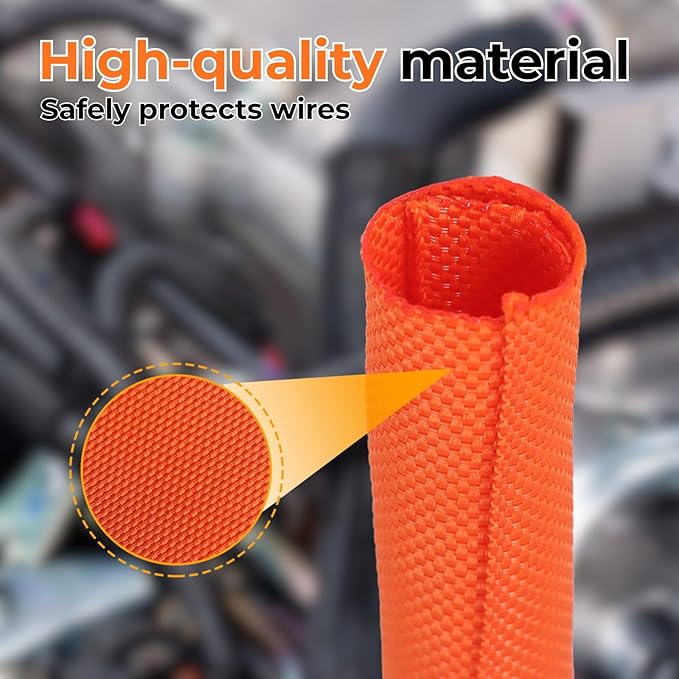 5/16 inch Split Braided Cable Management Sleeve for USB Cable Power Cord Audio Video Cable, Wire Loom Cord Protector from Cat Dog Chewing (Black, 25FT)