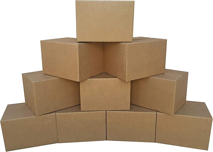 Amazon Basics Cardboard Shipping and Packing Moving Boxes, 10 Pack, Medium, Brown, 18" x 14" x 12"