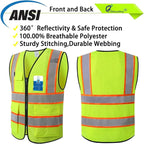 Reflective Mesh Safety Vest for Men Women with 5 Pockets and Zipper Front High Visibility Mesh Vest Hi Vis Construction Work Vest,Meets ANSI/ISEA Standards(EK175-Yellow-XL)