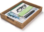 Rattan Letter Tray, Wicker Desk Tray, Woven Desktop Basket Organizer for Papers, Documents, Magazines, Files