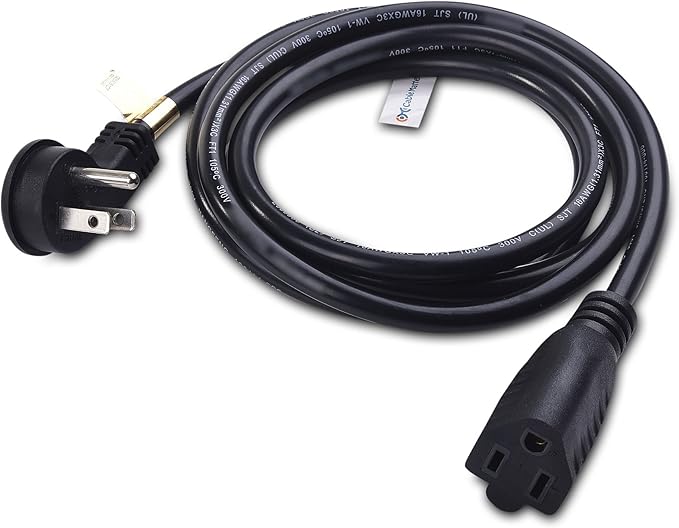 Cable Matters 2-Pack Low Profile Flat Plug Extension Cord (Power Extension Cable) 6 Feet (NEMA 5-15P to NEMA 5-15R)